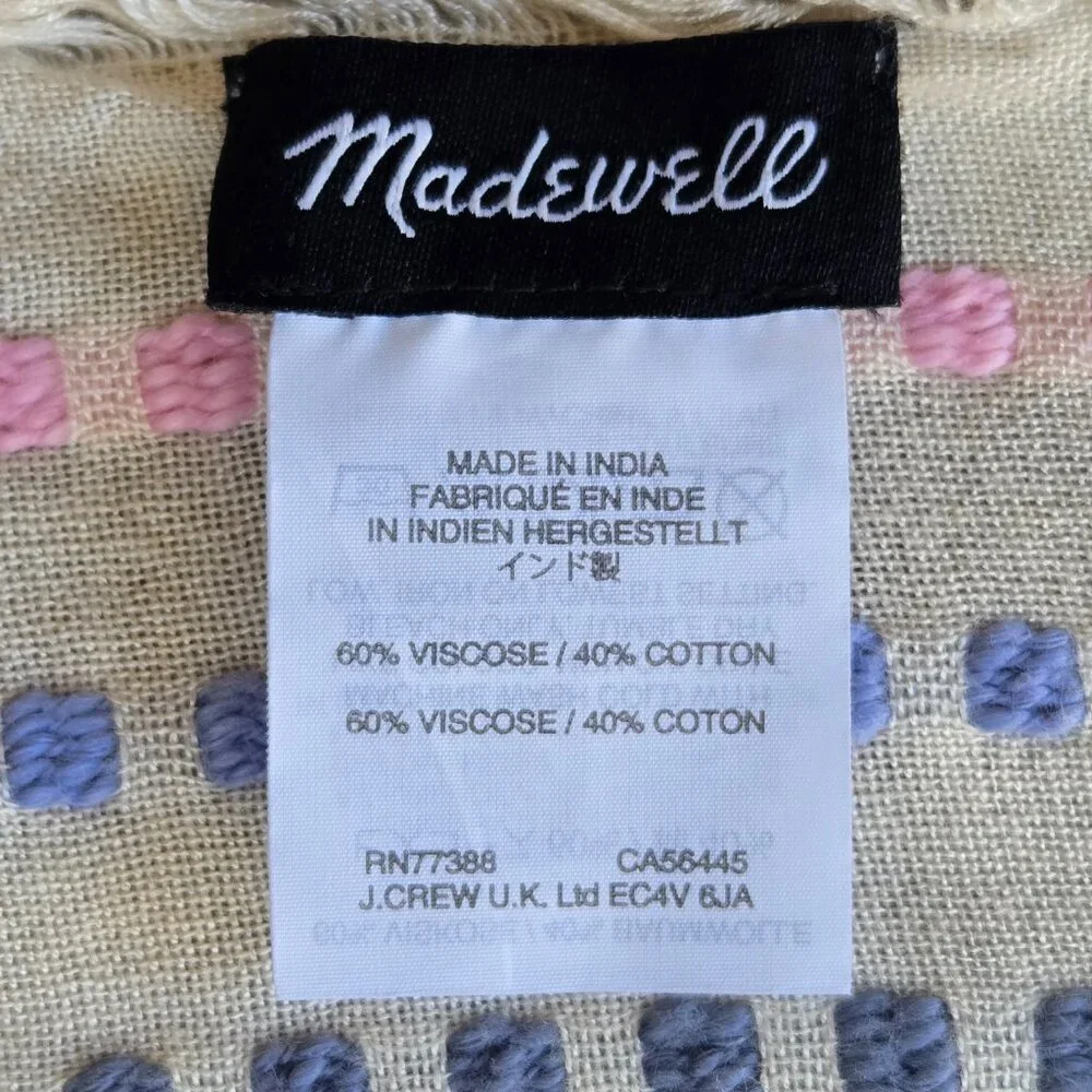 Madewell Stitched Rainbow Stripe Scarf/Shawl in Faded Wicker